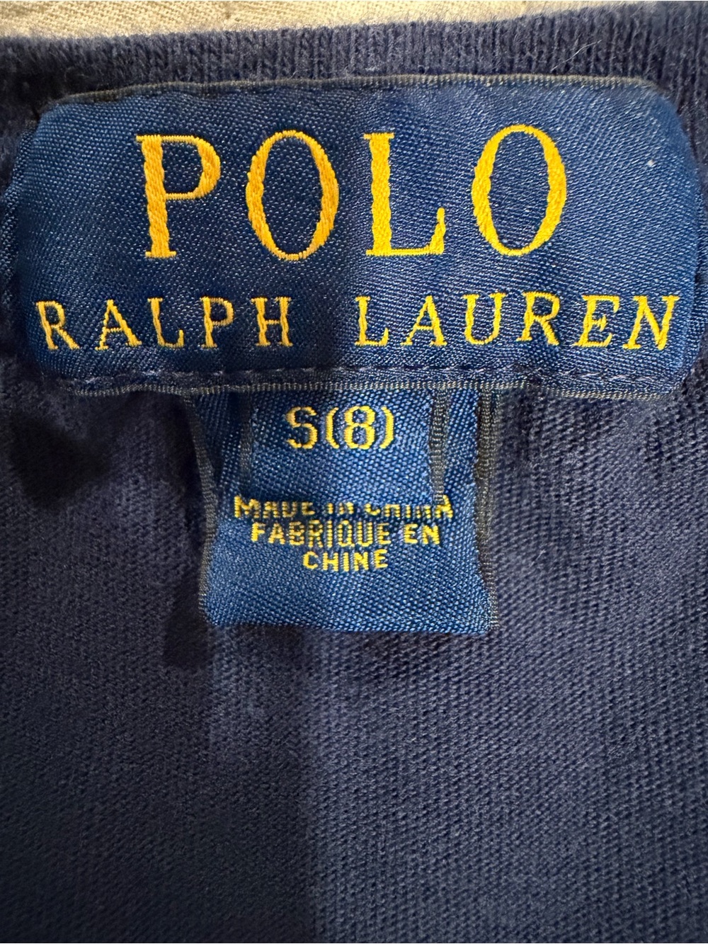 Polo Ralph Lauren Boys Navy Long Sleeve T Shirt Red Pony Size 8 - Picture 4 of 5